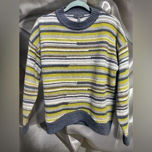 Grade & Gather NWT Striped Knit Sweater in Grey, White & Light Green size Medium